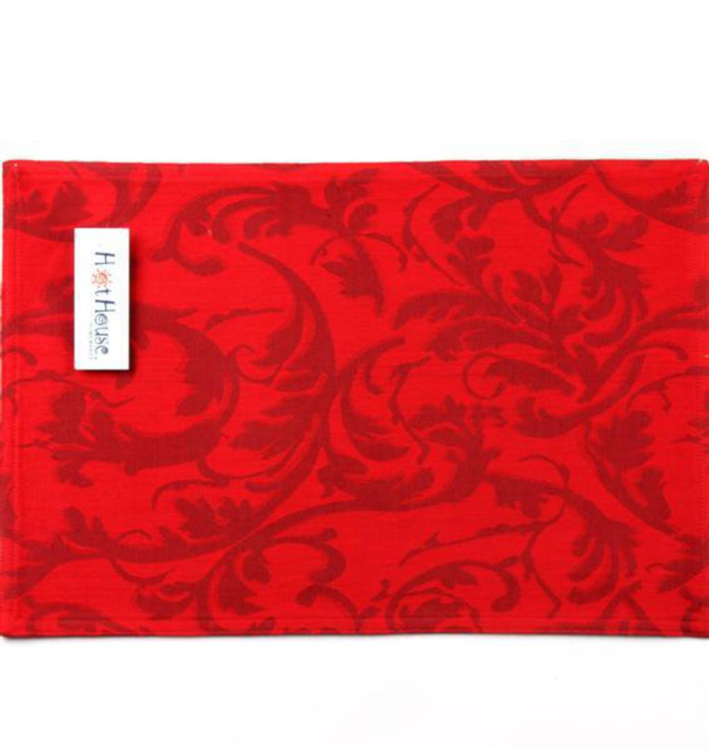 Hot house jacquard placemats scroll red Code: PM/SCR/RED image 0